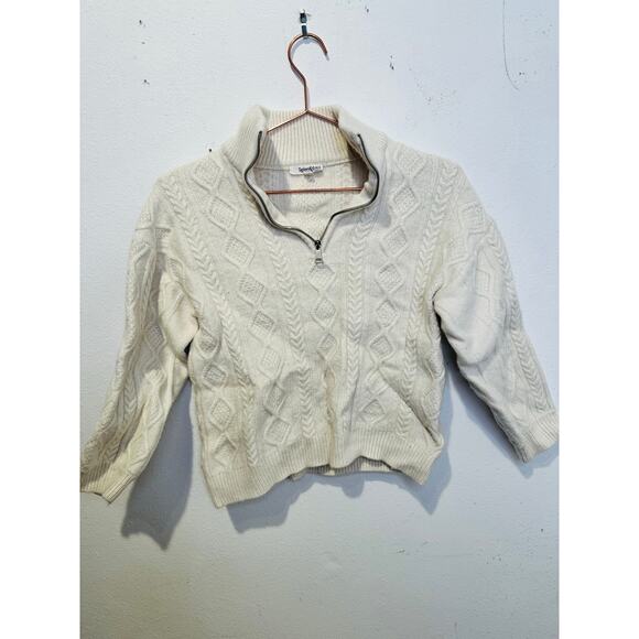 SPLENDID Off-White Wool Blend Quarter Zip Long Sleeve Dakota Half Zip Sweater S - Picture 4 of 12